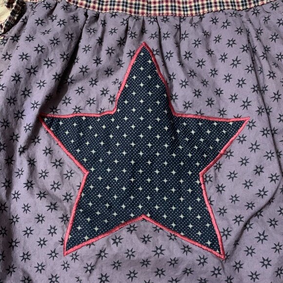 Nancy's Nook Tie Apron Farm House Star Brown Blue Plaid Kitchen India 4th July - Picture 11 of 11